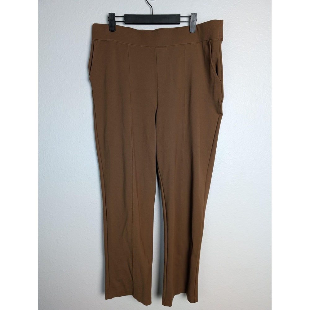 Matty M Pants Womens XL Brown Ponte Straight Leg Dress Pull On‎ Stretch